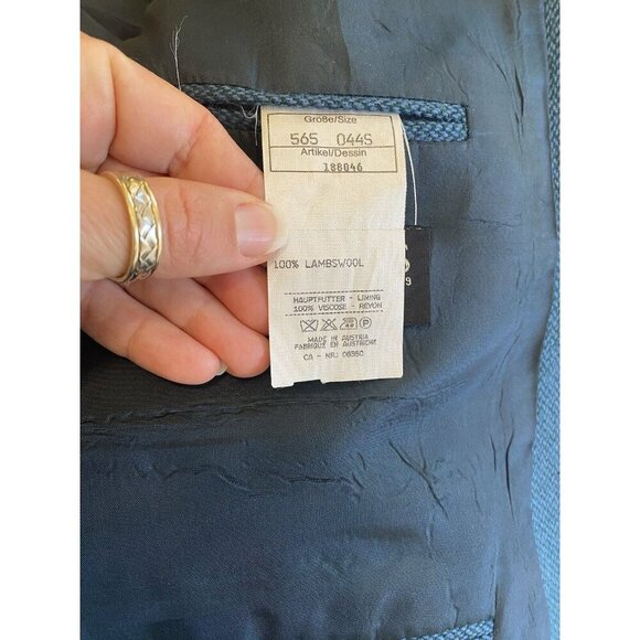 Baumler Mens Lambswool Herringbone Blazer Sport Coat Teal Blue Sz L Austria Made - Picture 13 of 15